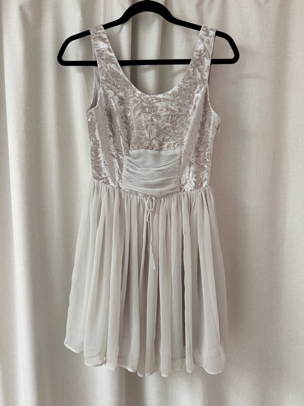 Free People Silver Velvet Bodice Chiffon Skirt Dress